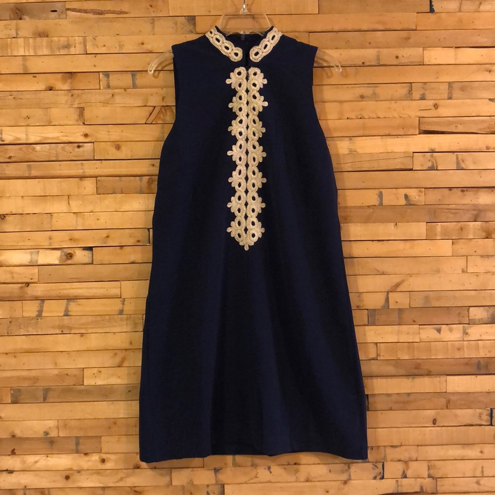 Aryeh Navy Dress With Gold